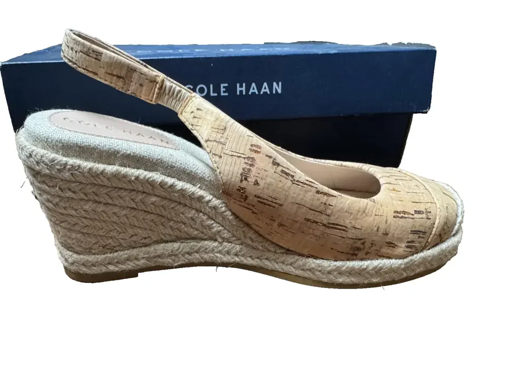 Cole Haan Shoes Womens Size 5.5 Cork Espadrille Wedge Slingback Sandals W28124